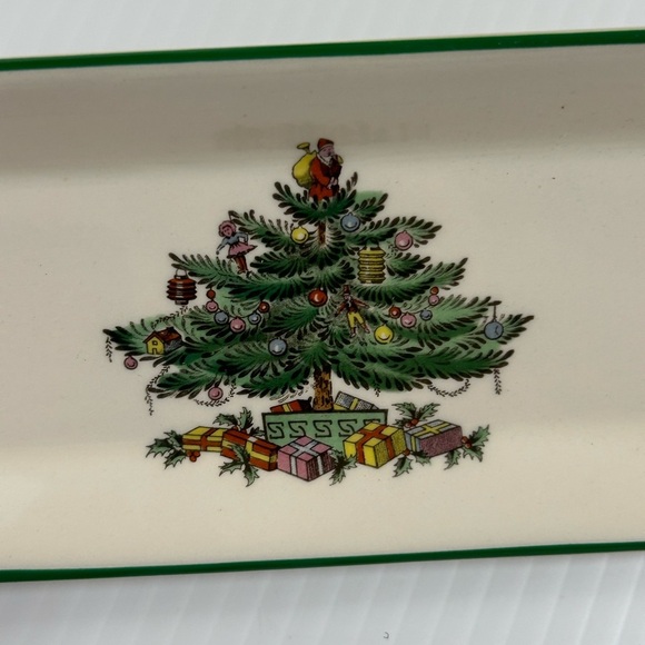 Vintage Spode England S3324T Christmas Tree Rectangular Tray *9" x 3" with Box - Picture 3 of 9
